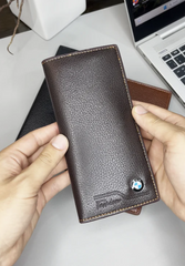 Men’s Classic Long Leather Wallet – Slim Bifold with Multiple Card Slots