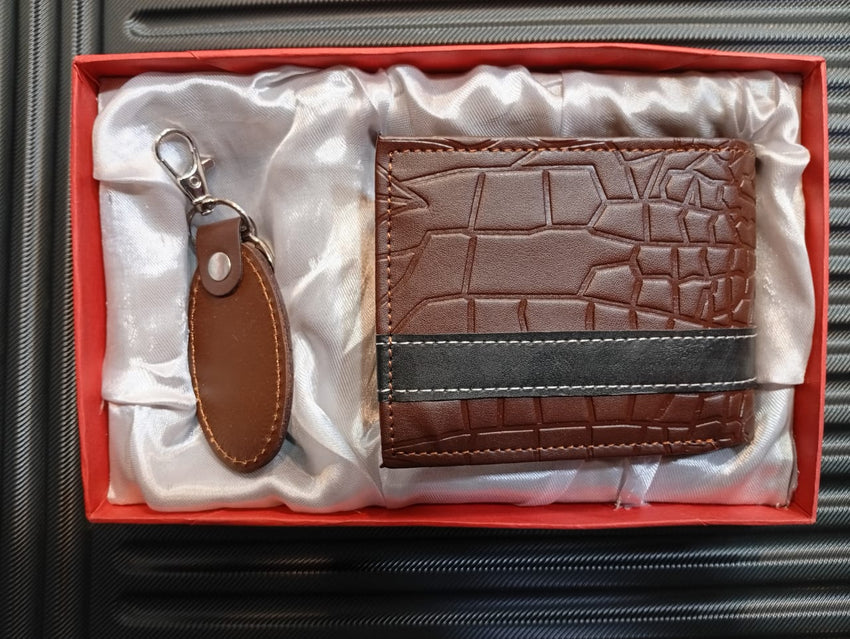 Luxury Pure Leather Wallet & Keychain Gift Set – Elegant, Durable & Timeless in Blue, Black & Brown