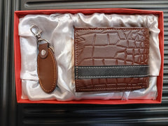 Luxury Pure Leather Wallet & Keychain Gift Set – Elegant, Durable & Timeless in Blue, Black & Brown