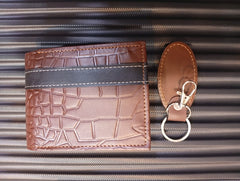 Luxury Pure Leather Wallet & Keychain Gift Set – Elegant, Durable & Timeless in Blue, Black & Brown