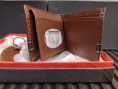 Luxury Pure Leather Wallet & Keychain Gift Set – Elegant, Durable & Timeless in Blue, Black & Brown
