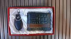 Luxury Pure Leather Wallet & Keychain Gift Set – Elegant, Durable & Timeless in Blue, Black & Brown
