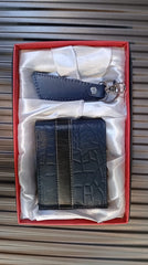 Luxury Pure Leather Wallet & Keychain Gift Set – Elegant, Durable & Timeless in Blue, Black & Brown