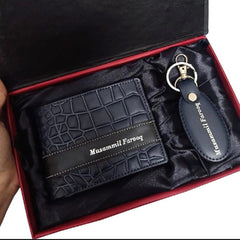 Luxury Pure Leather Wallet & Keychain Gift Set – Elegant, Durable & Timeless in Blue, Black & Brown