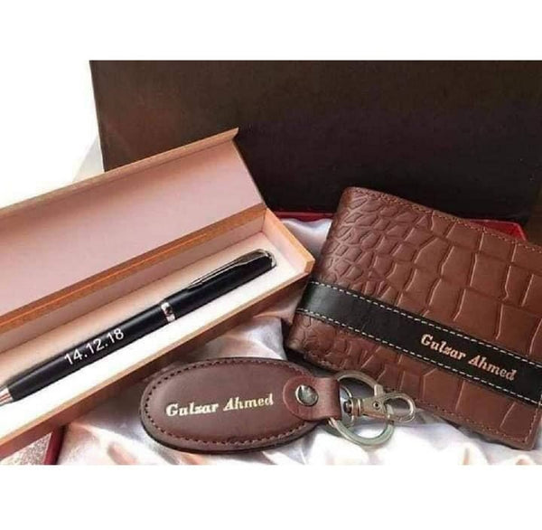 Luxury Pure Leather Wallet & Keychain Gift Set – Elegant, Durable & Timeless in Blue, Black & Brown
