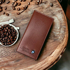 Men’s Classic Long Leather Wallet – Slim Bifold with Multiple Card Slots