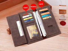 Men’s Classic Long Leather Wallet – Slim Bifold with Multiple Card Slots